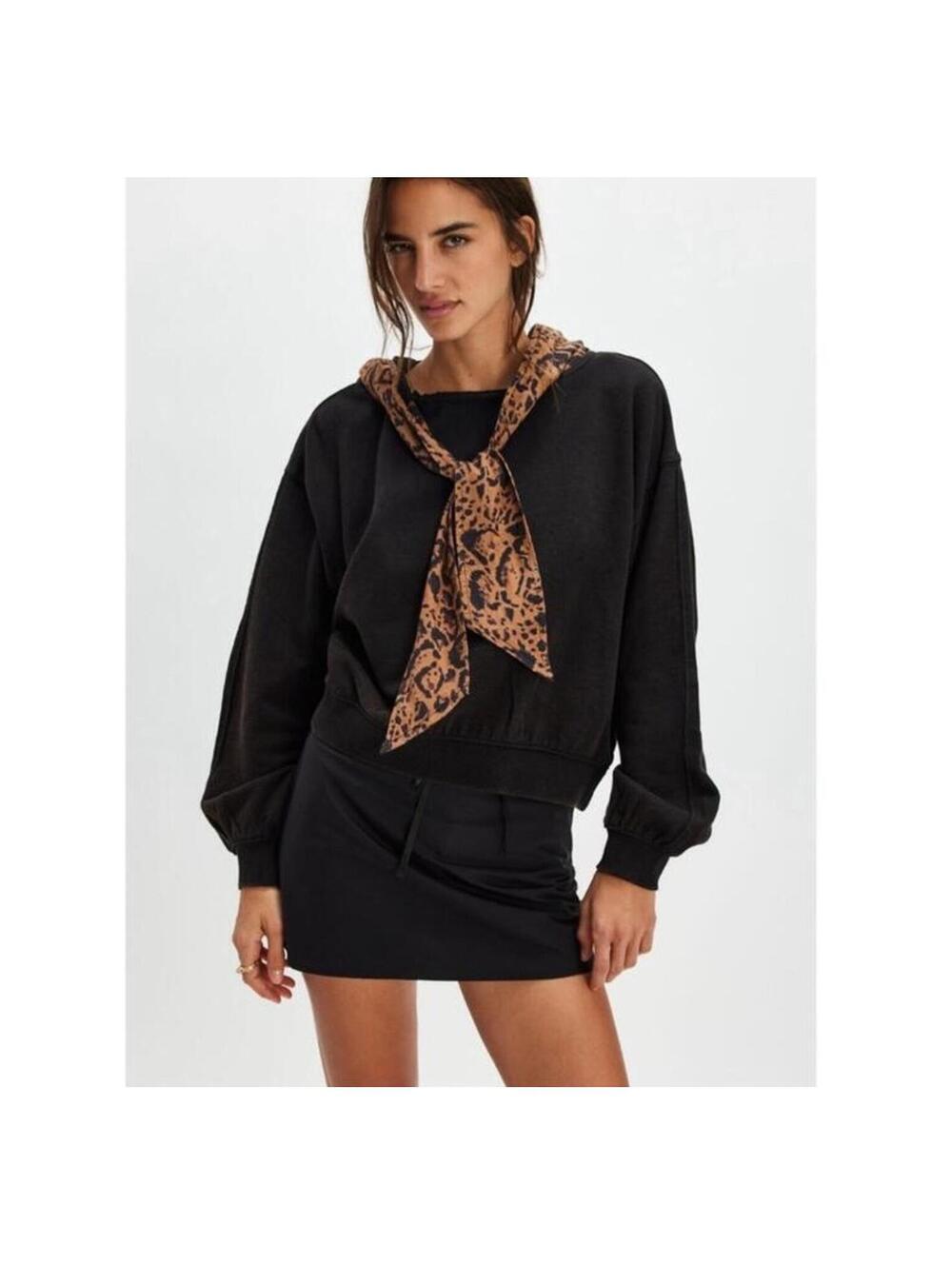 NWOT Free People Leopard Cheetah Headscarf Hoodie L